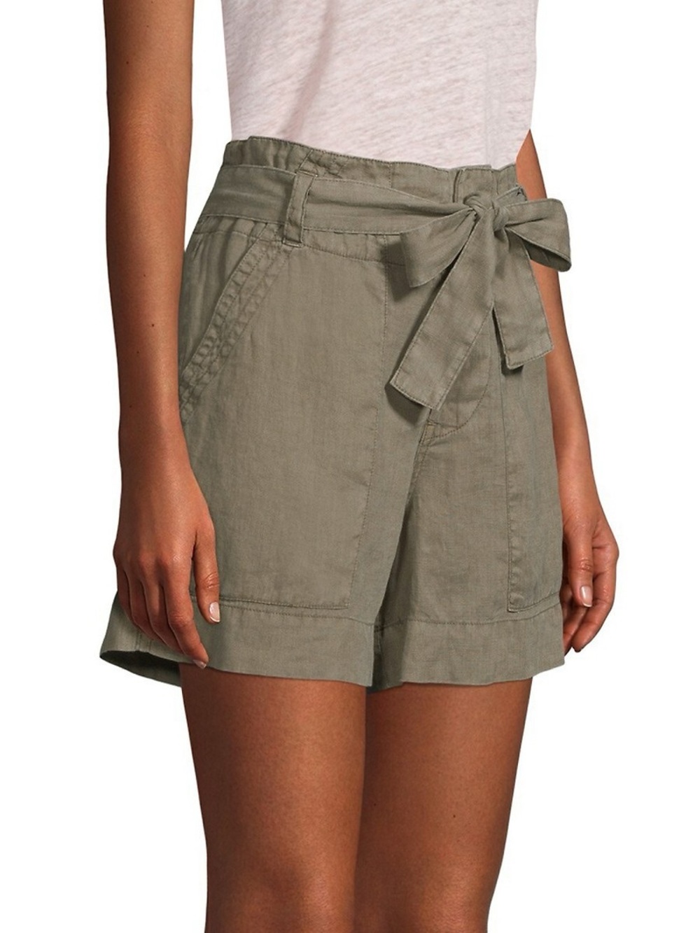 Women's Olive Tie-Waist Casual Shorts